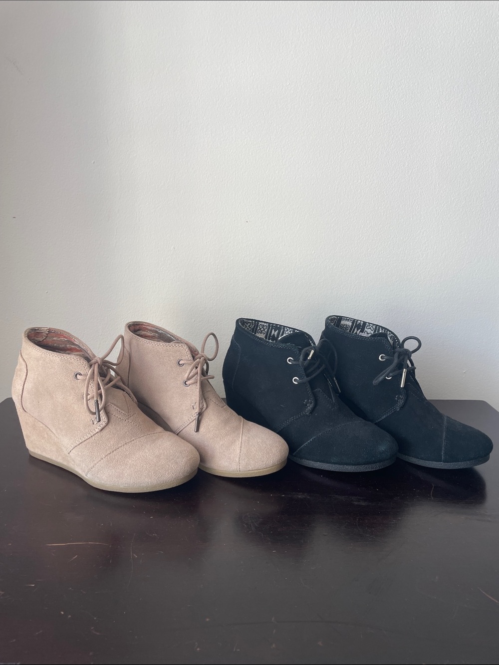 Toms Suede Wedge Ankle Boots- set of 2